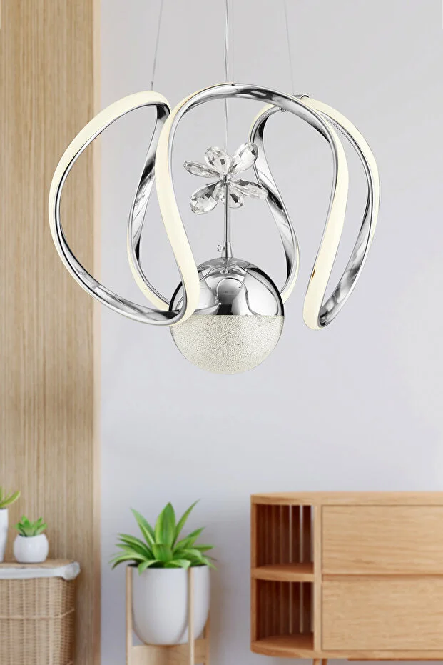 Bigiee 3 Renk Gümüş Ledli Lüx Modern Led Avize